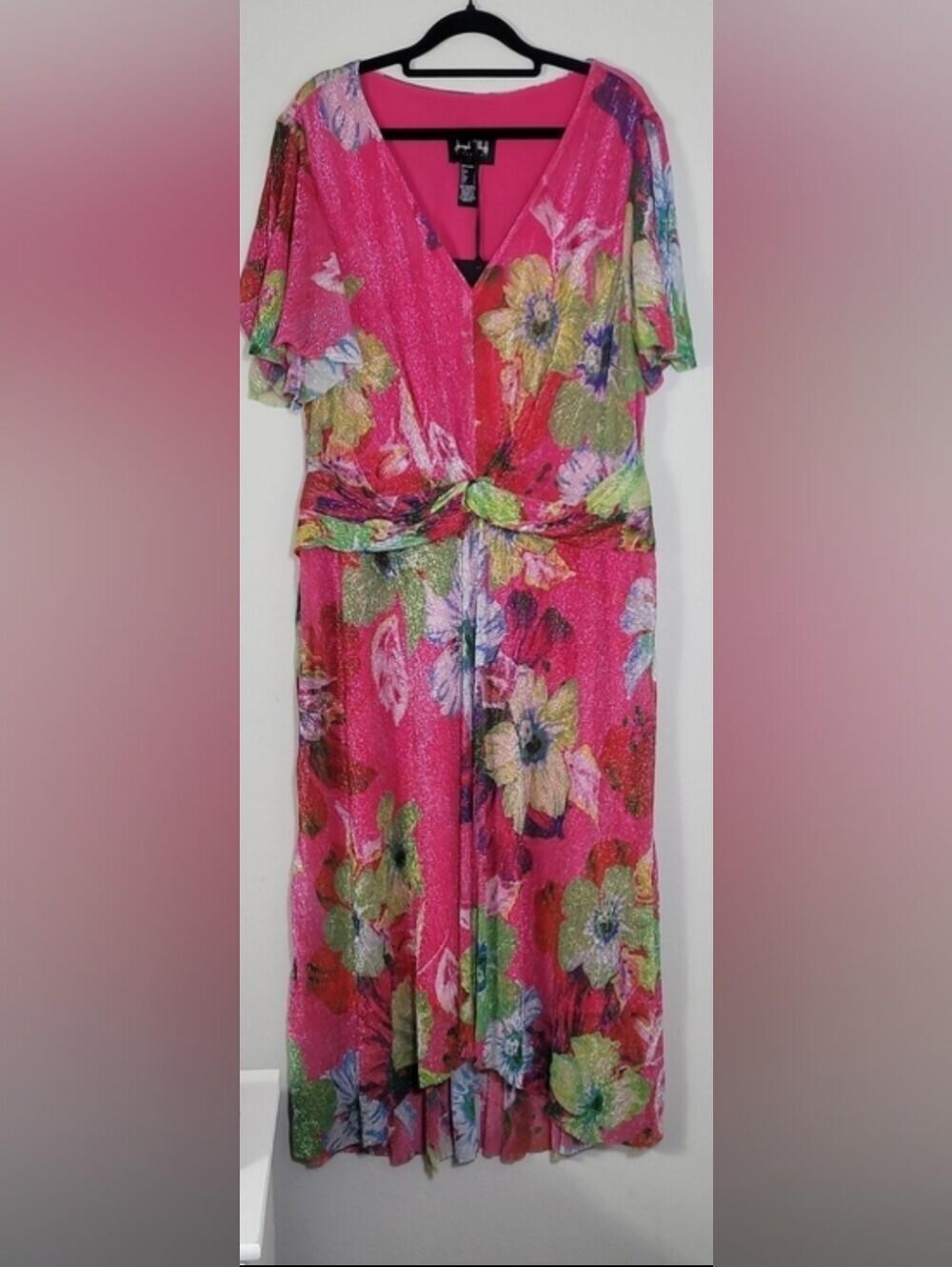 NWT Joseph Ribkoff Floral Metallic Midi Dress Size 16